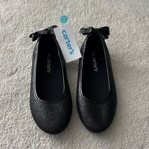 Carter's Girls Size 3 Sparkly Black Dress Shoes/Ballet Flats - New With Tags